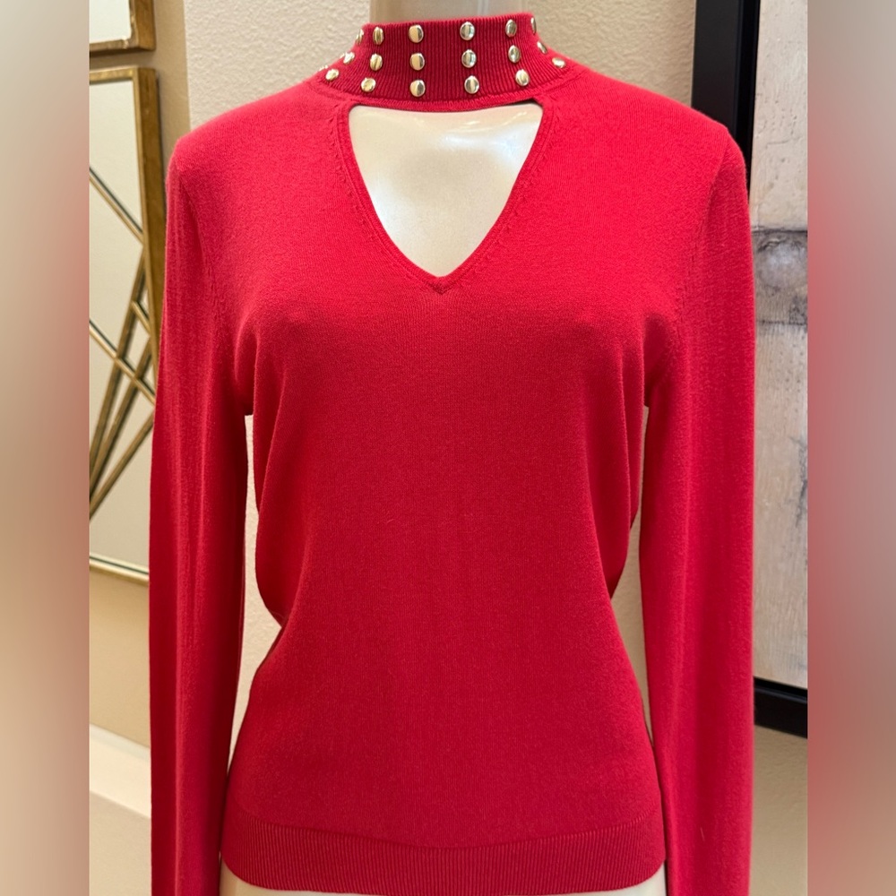 Michael Kors Crimson Studded Sweater Long Sleeve. New with Tags